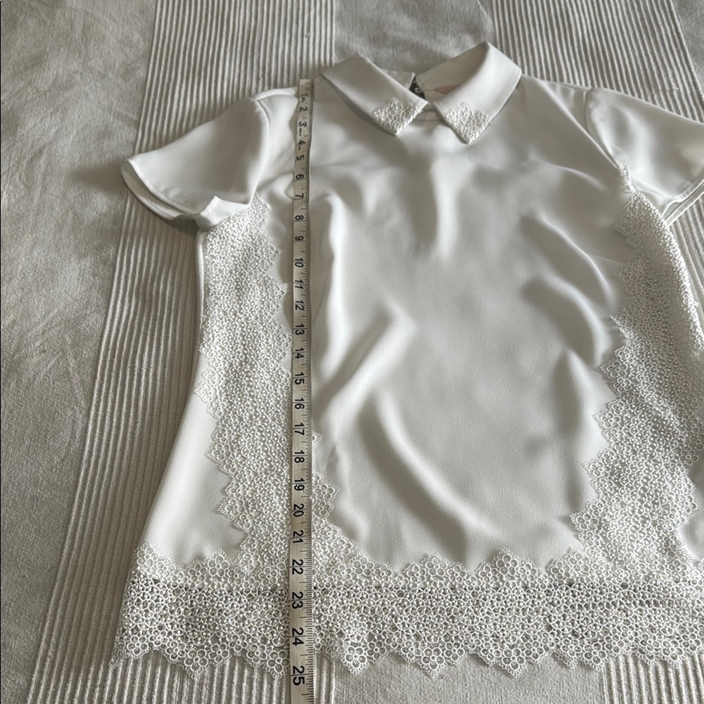Ted Baker London White Fitted Lace Embellished Blouse Size 4 - Picture 5 of 7